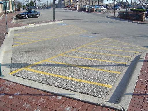 An accessible parking aisle is shown